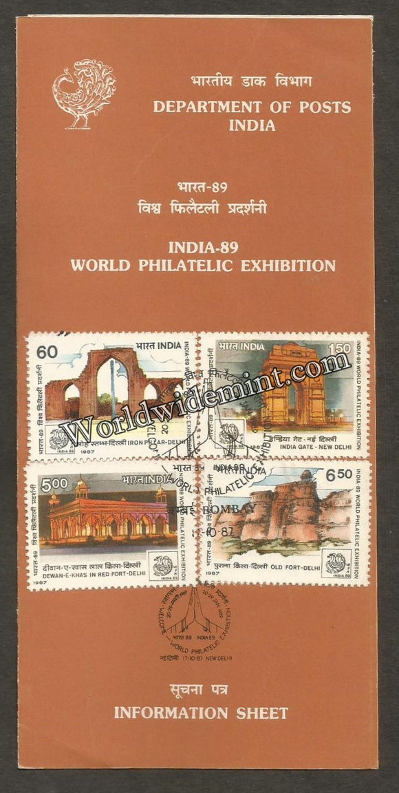 1987 India - 89 (World Philatelic Exhibition) - 4v Set Brochure