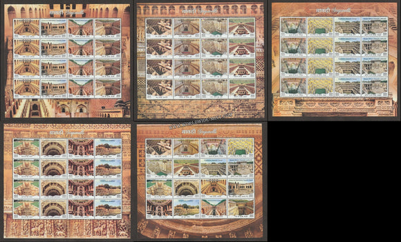 2017 INDIA Stepwells of India Sheetlet complete set of 16