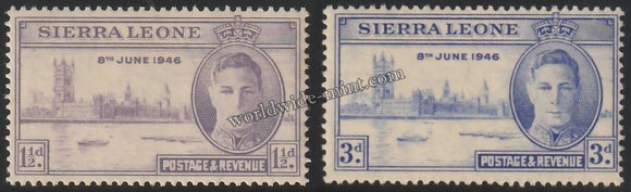 SIERRA LEONE 1946 - KING GERORGE VI - VICTORY ISSUE 2V MNH SG: 201 - 202