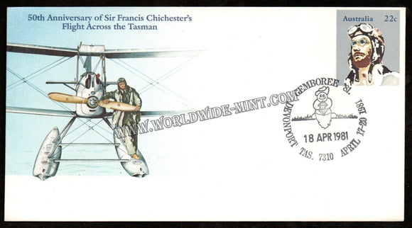 1981 Australia 50th Anniversary Of Sir Francis Chichester's (British Aviator) FDC #FA222