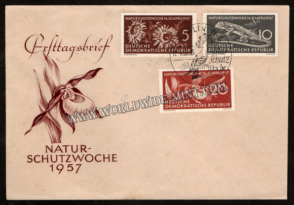 1957 Germany Nature Protection Week FDC - Flowers, Reptiles #FA242