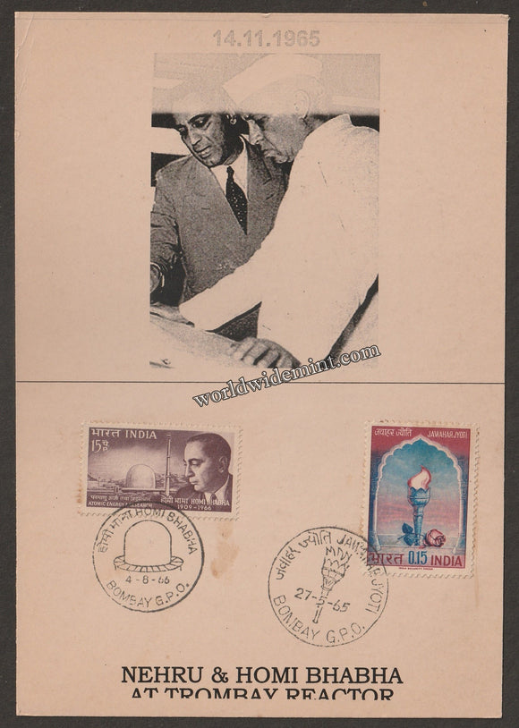 1965 Nehru & Homi Bhabha Private Maxim card #MC243