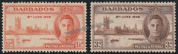 BARBADOS 1946 - KING GERORGE VI - VICTORY ISSUE SET OF 2 MNH SG: 262-263