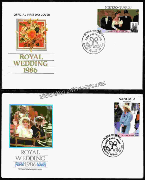 1986 Tuvalu Royal Wedding Set Of 2 FDC #FA281