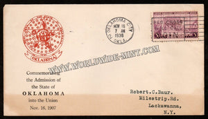 1936 USA Commemorating the Admission Of The State Of Oklahoma FDC #FA32