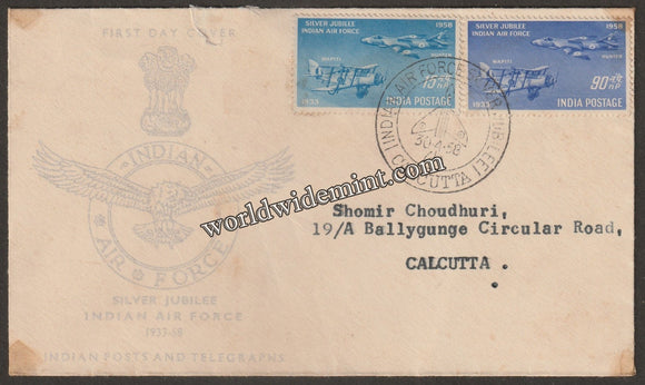 1958 india silver jubliee of iaf 2v fdc