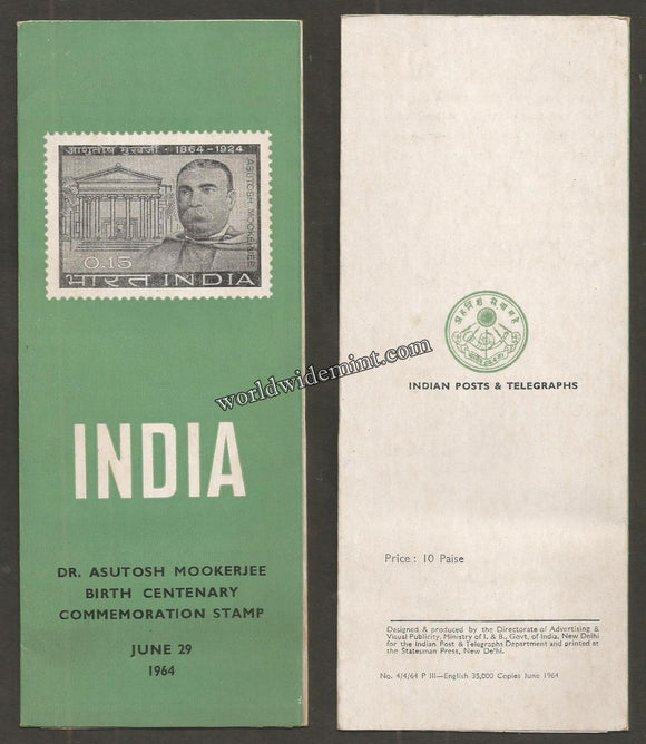 1964 INDIA Sir Asutosh Mookerjee Brochure