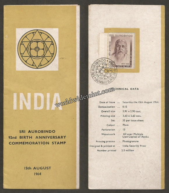 1964 INDIA Sri Aurobindo Brochure