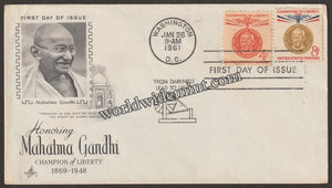 1961 United States of America Gandhi 2v FDC #Gan471