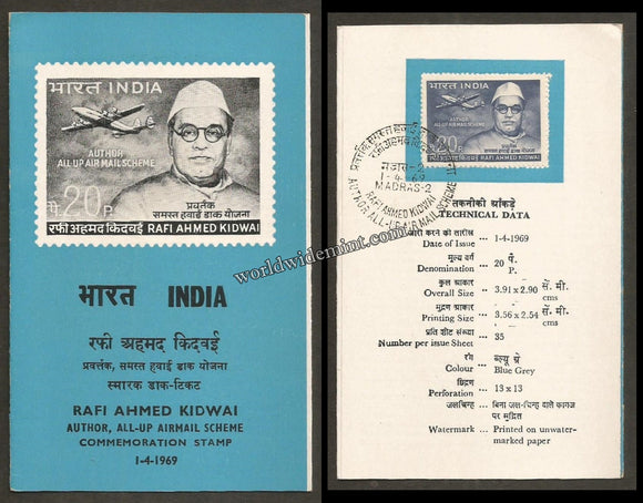 1969 INDIA Rafi Ahmed Kidwai - All Up Air Mail Brochure