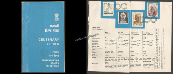 1972 Bhai Vir Singh, T.Prakasam, Vemana, Bertrand Russel - 4v set Brochure