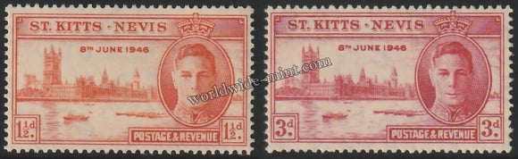 ST. KITTS-NEVIS 1946 - KING GEORGE VI - VICTORY ISSUE 2V MNH SG: 78 - 79