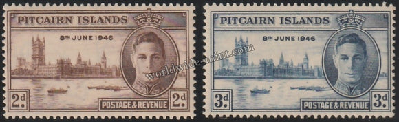 PITCAIRN ISLANDS 1946 - KING GERORGE VI - VICTORY ISSUE 2V MNH SG: 9 - 10