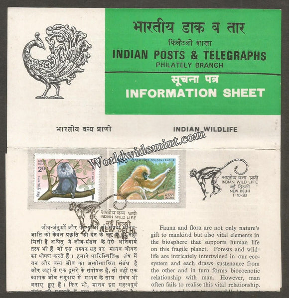 1983 Indian Wild Life - 2v Set Brochure