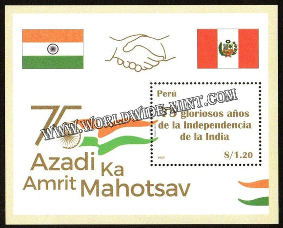 2022 Peru India 75 Years of India’s Independence MS - Azad Ka Amrit Mahotsav - Numbered & Limited print 5000 pcs #IT-119