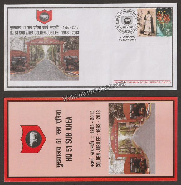 2013 INDIA HQ 51 SUB AREA GOLDEN JUBILEE APS COVER (06.05.2013)