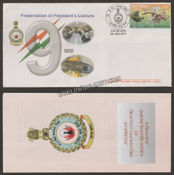 2011 INDIA 9 BASE REPAIR DEPOT INDIAN AIR FORCE COLOURS PRESENTATION APS COVER (08.01.2011)