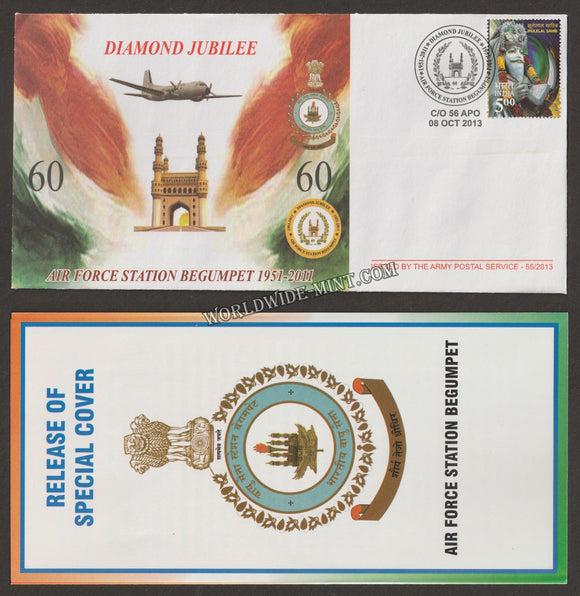 2013 INDIA AIR FORCE STATION - BEGUMPET DIAMOND JUBILEE APS COVER (08.10.2013)