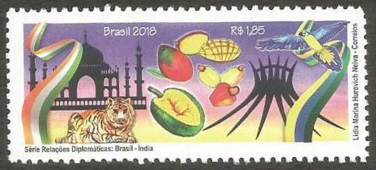 2018 Brazil India Diplomatic Stamp