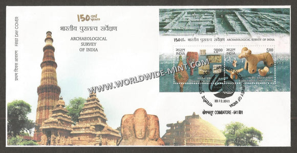 2011 INDIA Archaeological Survey of India Miniature Sheet FDC