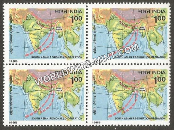 1985 South Asian Regional Co-operation-Member Countries  Block of 4 MNH