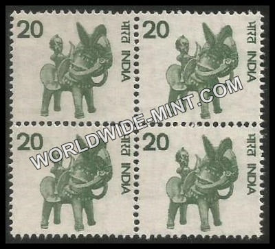 INDIA Handicraft Toy Horse 5th Series (20) Definitive Block of 4 MNH