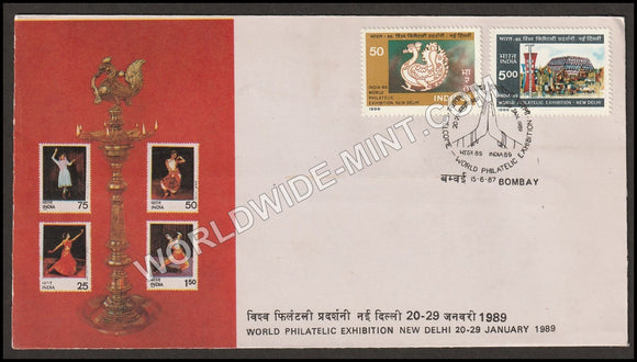 1987 India-89 (World Philatelic Exhibition)-2v Set FDC