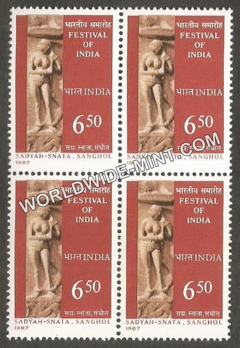 1987 Festival of India Block of 4 MNH