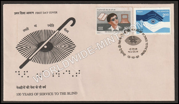 1987 100 years of Service to the Blind - 2v Set FDC