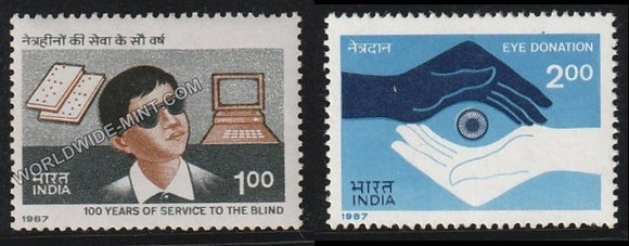 1987 100 years of Service to the Blind - Set of 2 MNH