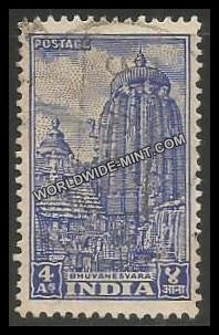 INDIA Lingaraj Temple (Bhuvanesvara) - Bright blue 1st Series (4a) Definitive Used Stamp