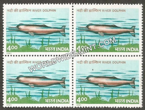 1991 Endangered Marine Mammals-River Dolphin Block of 4 MNH