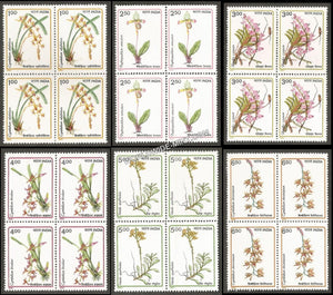 1991 Orchids-Set of 6 Block of 4 MNH