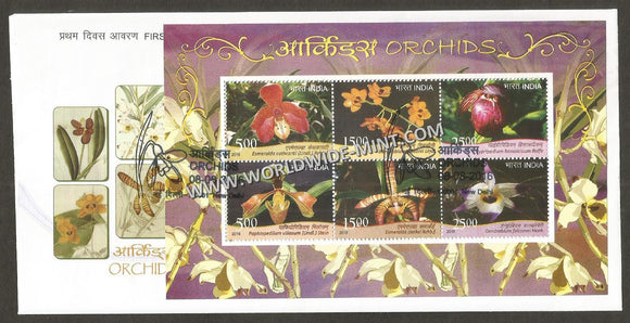 2016 INDIA Orchids Miniature Sheet FDC