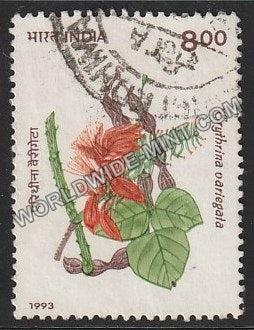 1993 Indian Flowering Trees-Erythrina variegata-Panjara Used Stamp