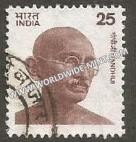 INDIA Gandhi - Small Portrait (25) Pointed Shoulder Definitive Used Stamp