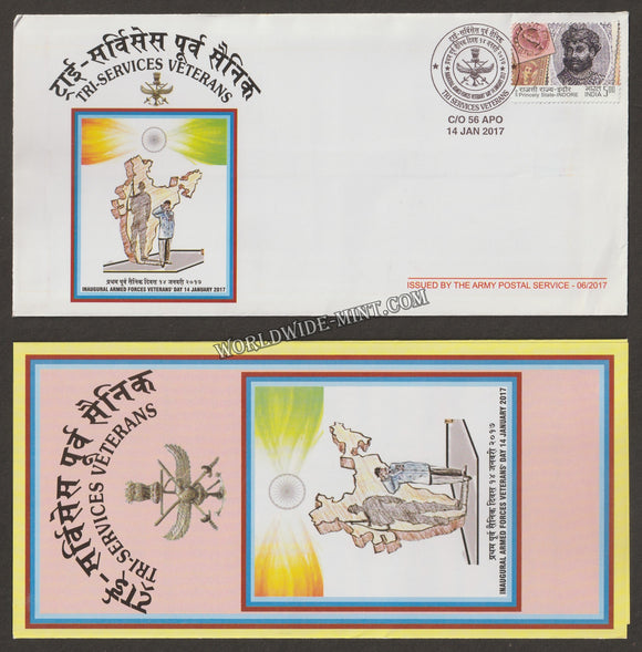 2017 INDIA TRI SERVICES VETERANS ARMED FORCES VETERANS DAY APS COVER (14.01.2017)