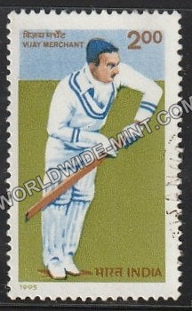 1996 Cricketers of India-Vijay Merchant Used Stamp