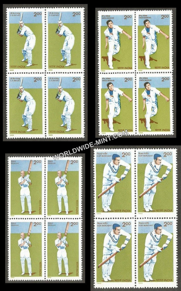 1996 Cricketers of India-Set of 4 Block of 4 MNH