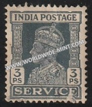 1939-1942 British India 3p Slate S.G: O140 King George VI Used Stamp