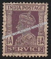 1939-1942 British India 1/2a Purple S.G: O142 King George VI Used Stamp
