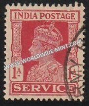 1939-1942 British India 1a Carmine S.G: O144 King George VI Used Stamp