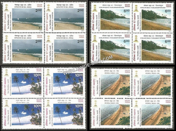 1997 Beaches of India-INDEPEX '97-Set of 4 Block of 4 MNH