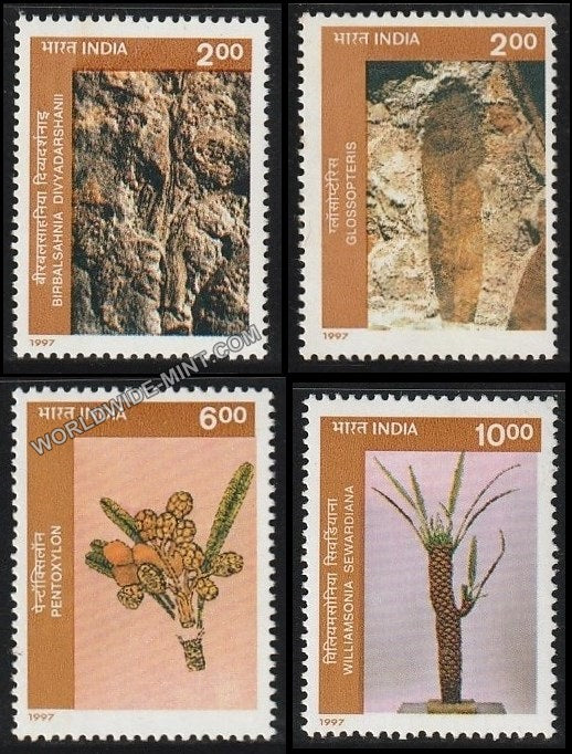 1997 Birbal Sahni Inst. of Palaeobotany, Fossils-Set of 4 MNH