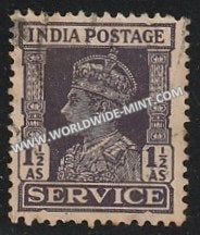 1939-1942 British India 1 1/2a  Dull Violet S.G: O146 King George VI Used Stamp