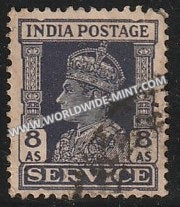 1939-1942 British India 8a Slate-Violet S.G: O150 King George VI Used Stamp