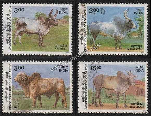 2000 Indigenous Breeds of Cattle-Set of 4 Used Stamp
