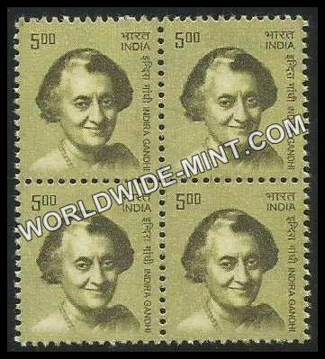 INDIA Indira Gandhi 10th Series (5 00 ) Definitive Block of 4 MNH