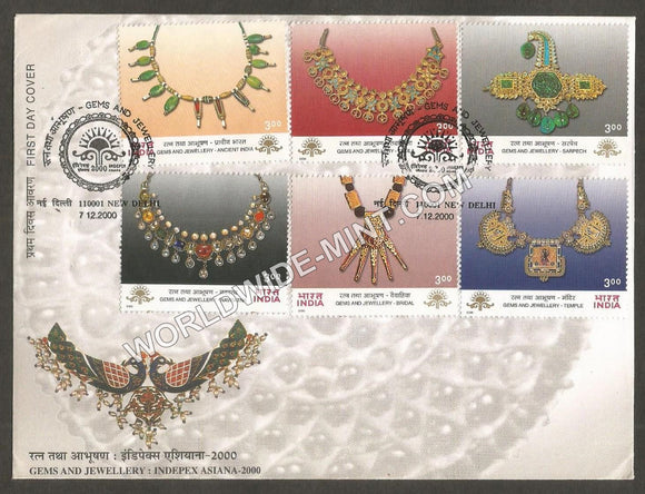 2000 Gems And Jewellery Indepex Asiana-6v FDC