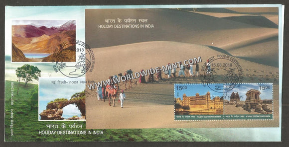 2018 INDIA Holiday Destinations in India Miniature Sheet FDC